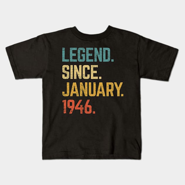 77th Birthday Gift 77 Year Old Legend Since January 1946 Kids T-Shirt by tabaojohnny